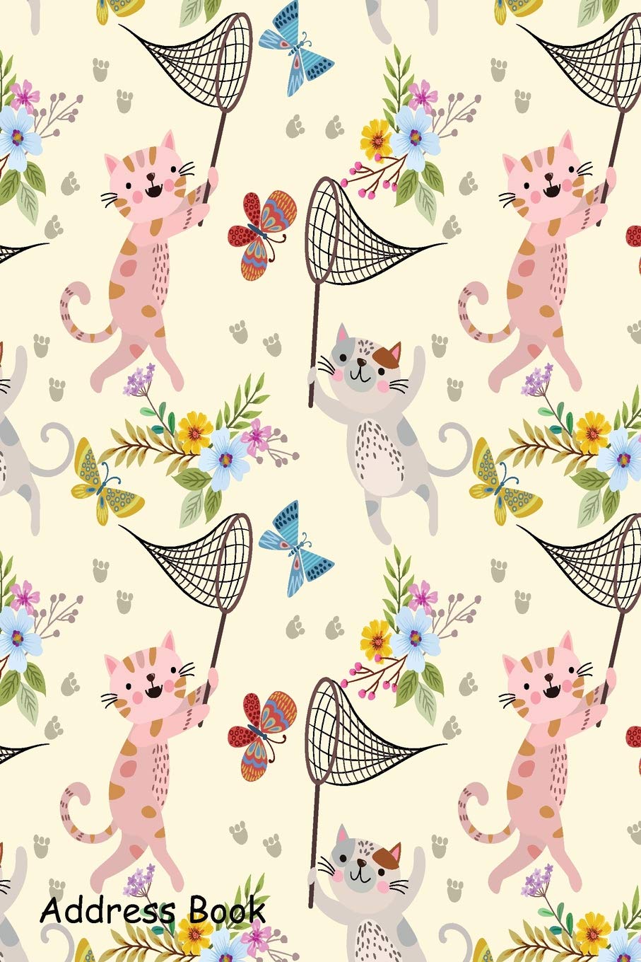 Address Book: For Contacts, Addresses, Phone, Email, Note,Emergency Contacts,Alphabetical Index With Cute Cartoon Cat Butterfly ,Used