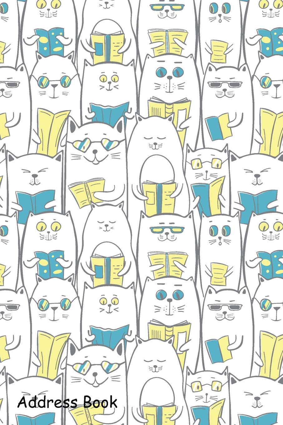 Address Book: For Contacts, Addresses, Phone, Email, Note,Emergency Contacts,Alphabetical Index With Cats Books Seamless Pattern,Used