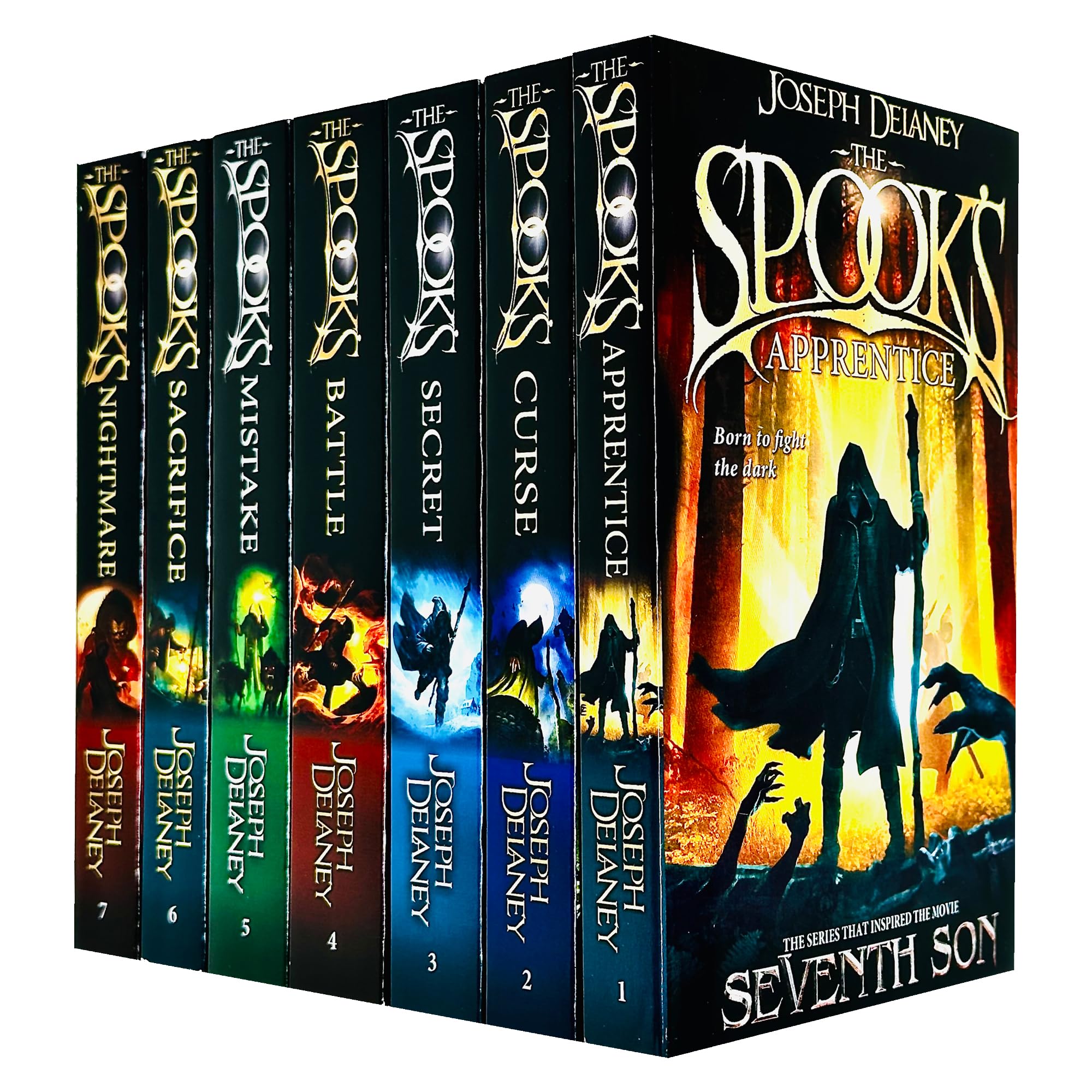 The Spooks Books 1 - 7 Wardstone Chronicles Collection Set by Joseph Delaney (Apprentice, Curse, Secret, Battle, Mistake, Sacrifice & Nightmare)