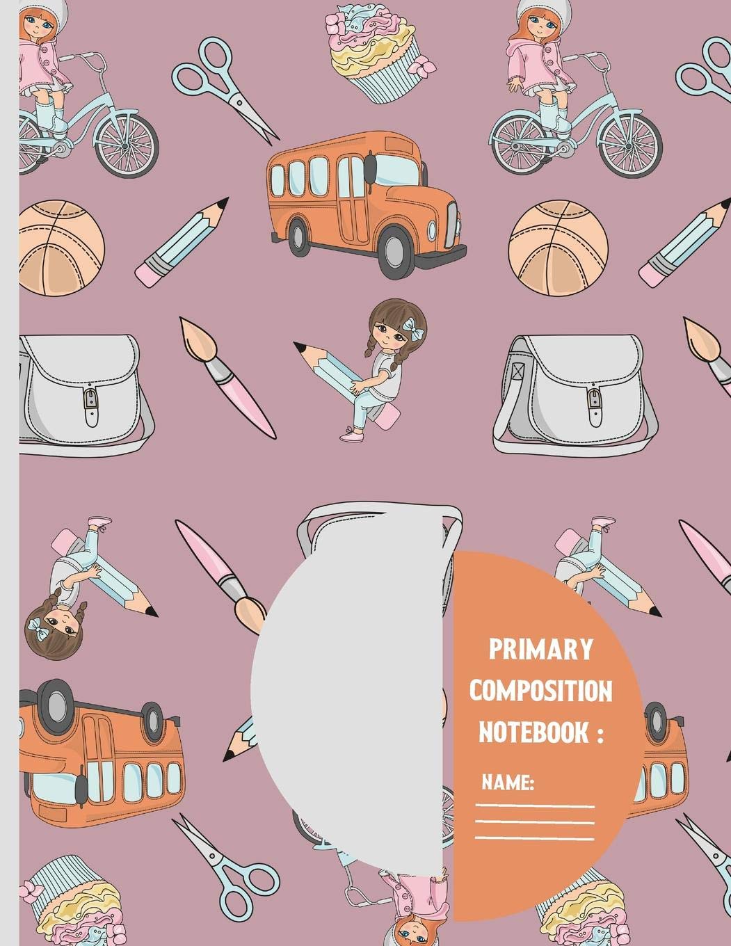 Primary composition notebook: Outdoor Back to school pattern Story Paper to write in for Girls 120 pages (8.5 x 11 Inch).,Used