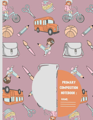 Primary composition notebook: Outdoor Back to school pattern Story Paper to write in for Girls 120 pages (8.5 x 11 Inch).,Used