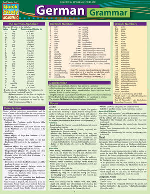 German Grammar Quickstudy Laminated Reference Guide (Quickstudy Academic)