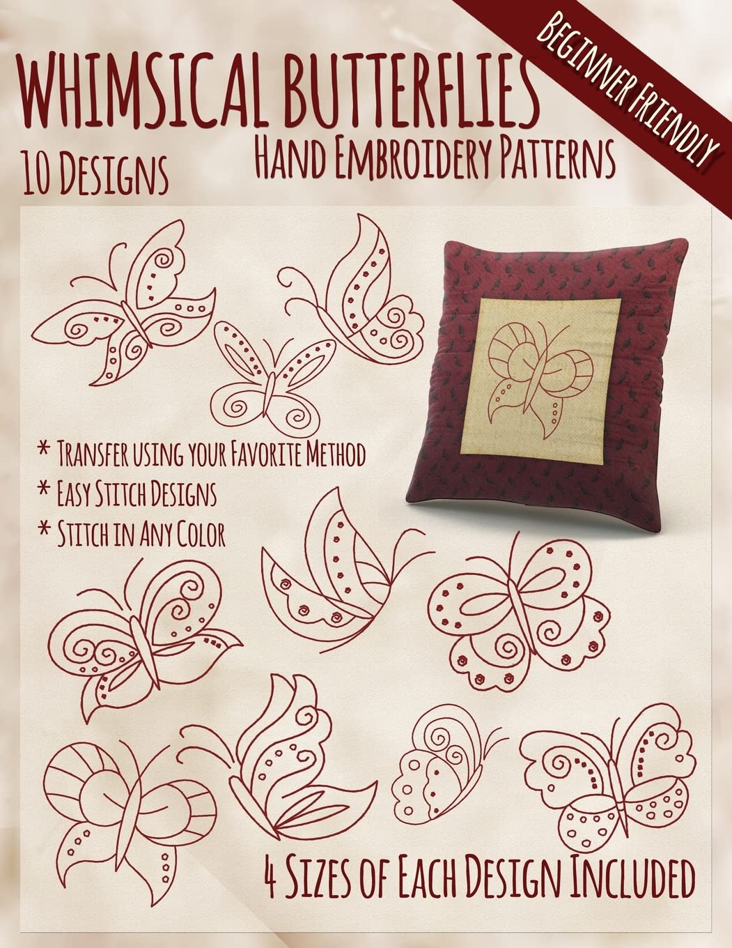 Whimsical Butterflies Hand Embroidery Patterns,Used