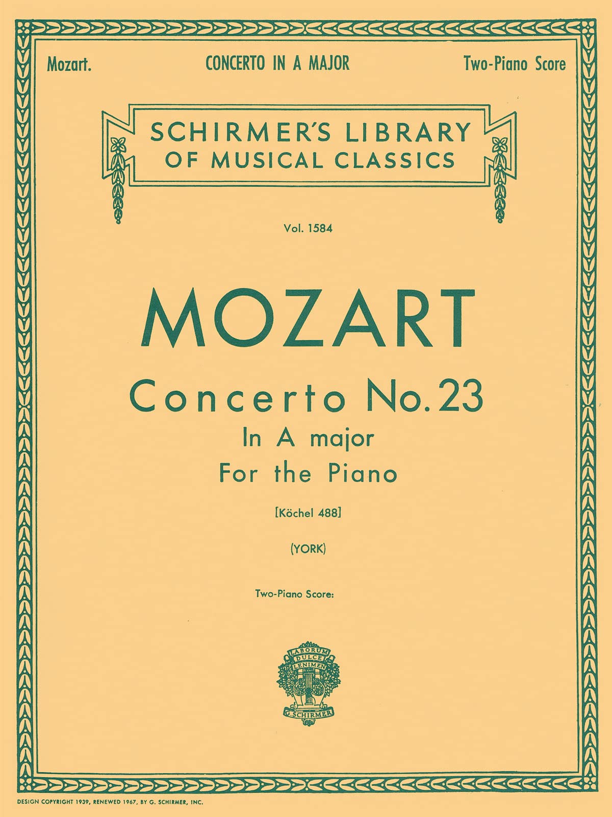 Concerto No. 23 In A, K.488: Schirmer Library Of Classics Volume 1584 National Federation Of Music Clubs 20242028 Piano Duet (S