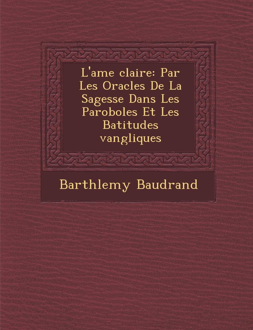 L'Ame Clair E: Par Les Oracles de La Sagesse Dans Les Paroboles Et Les B Atitudes Vang Liques (French Edition),Used
