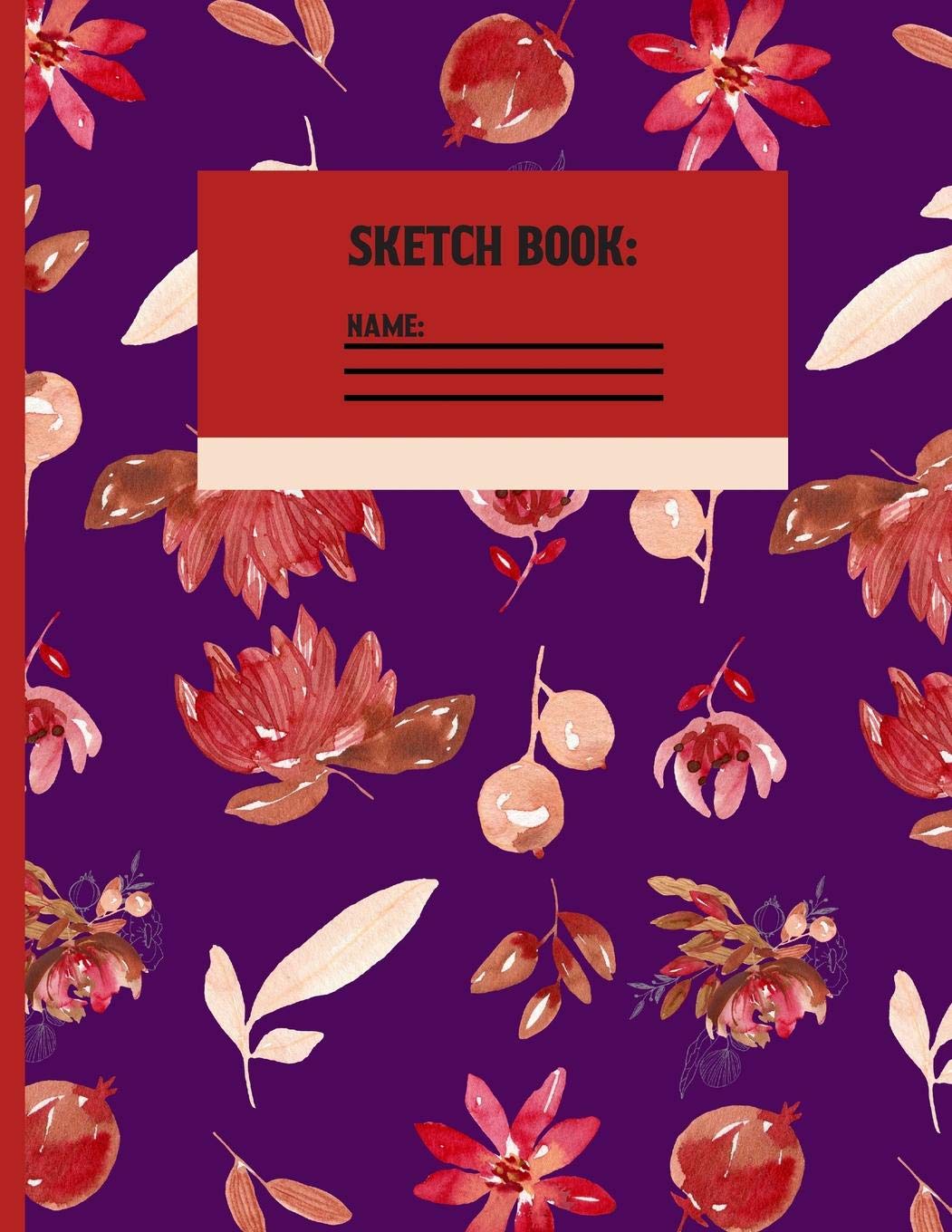 Sketchbook: Red Watercolor Floral Sketch paper to draw, and sketch in 120 pages (8.5x11 Inch).,Used