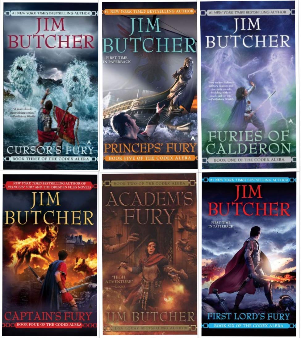The Codex Alera Series 6 Books Collection Set By Jim Butcher (Furies Of Calderon, Academ's Fury, Cursor's Fury, Captain's Fury, ,Used