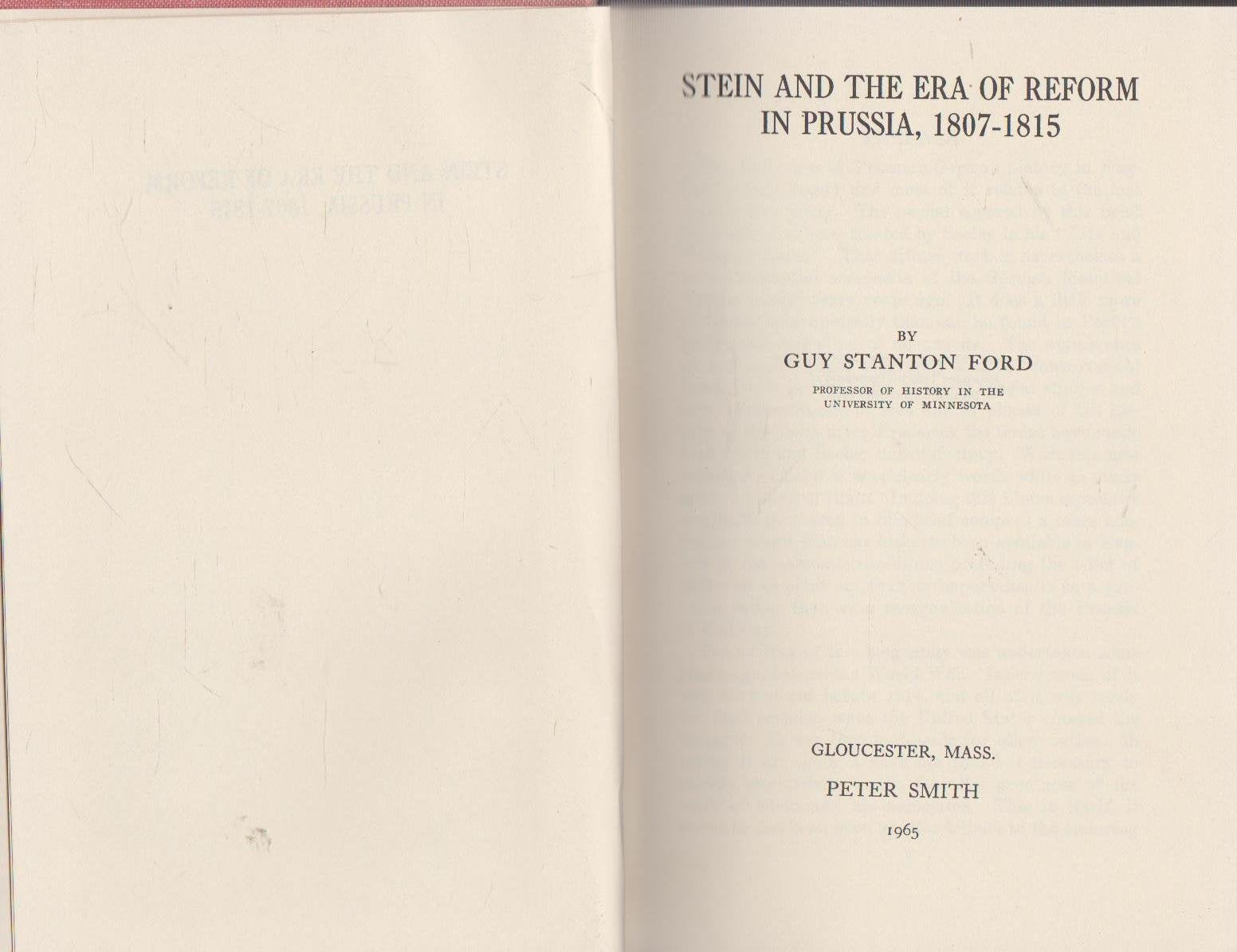 Stein and the Era of Reform in Prussia 18071815,Used