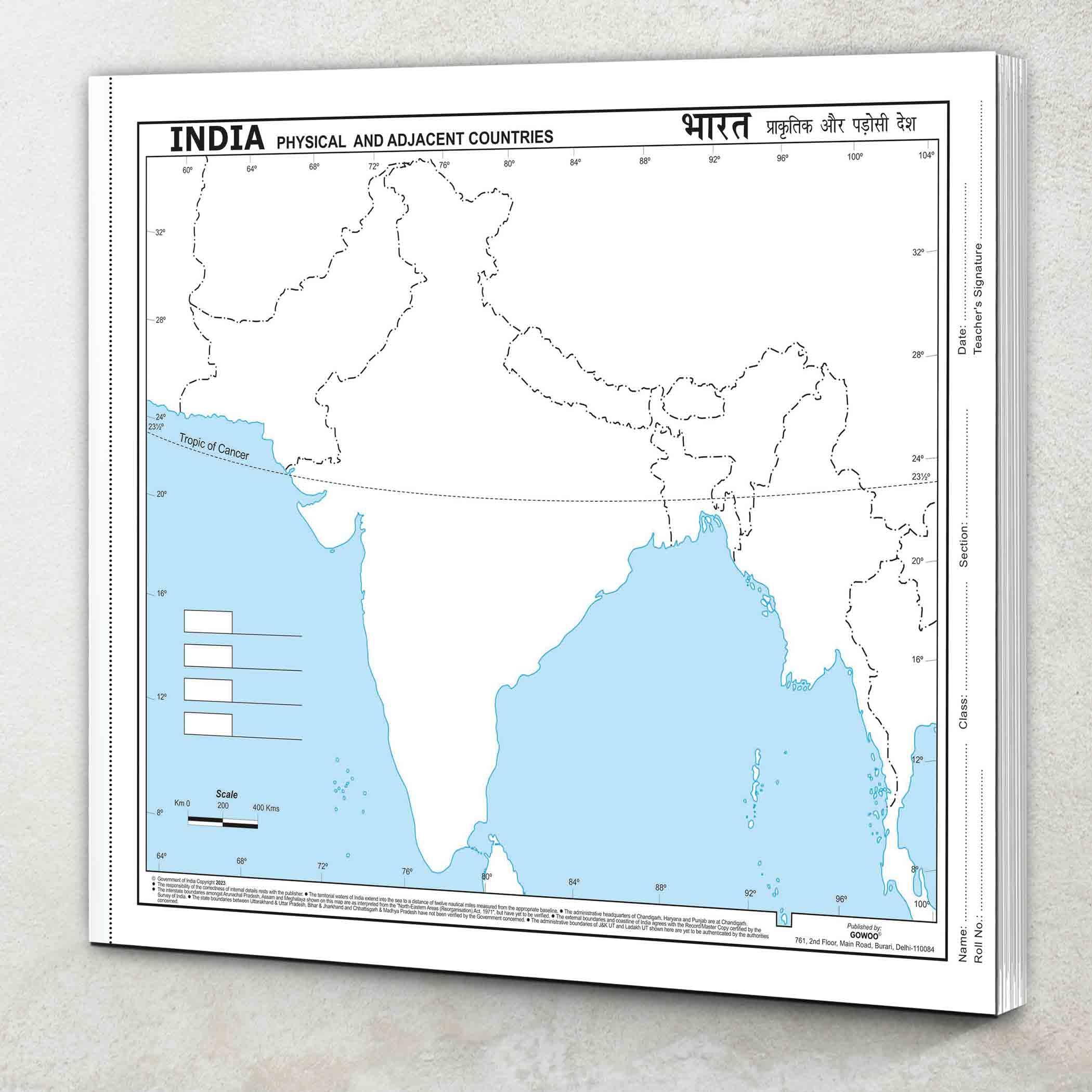 Big - 100 India Physical Outline Map For School|Mapping IndiaS Physical Features
