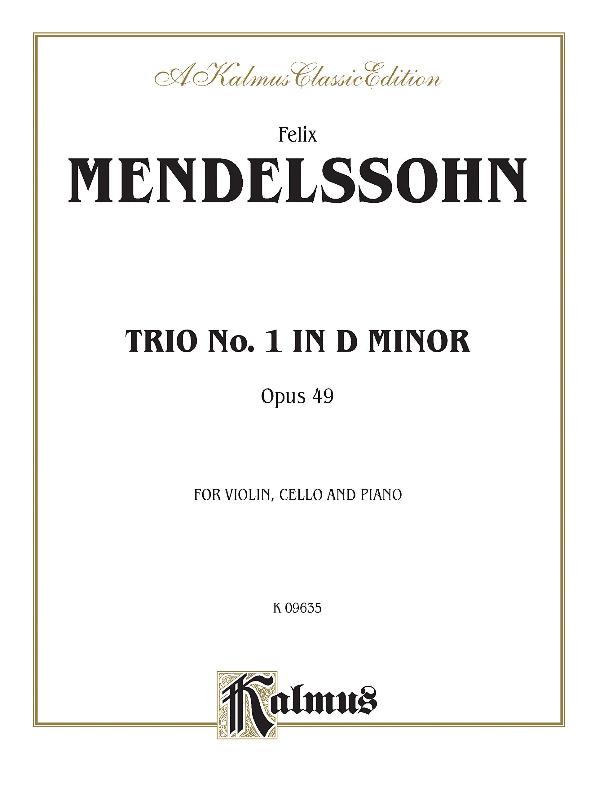 Trio in D Minor, Op. 49 (Kalmus Edition),Used