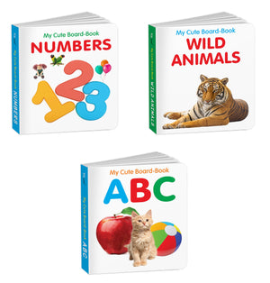 Pocket Board Book Set Of Abc, Wild Animals And Numbers : All-In-One Learning Board Book, Toddler Educational Picture Books, Preschool Kids Books Children | Pack Of 3 Books For Kids