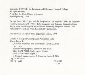 Quantum Mechanics And Experience,Used