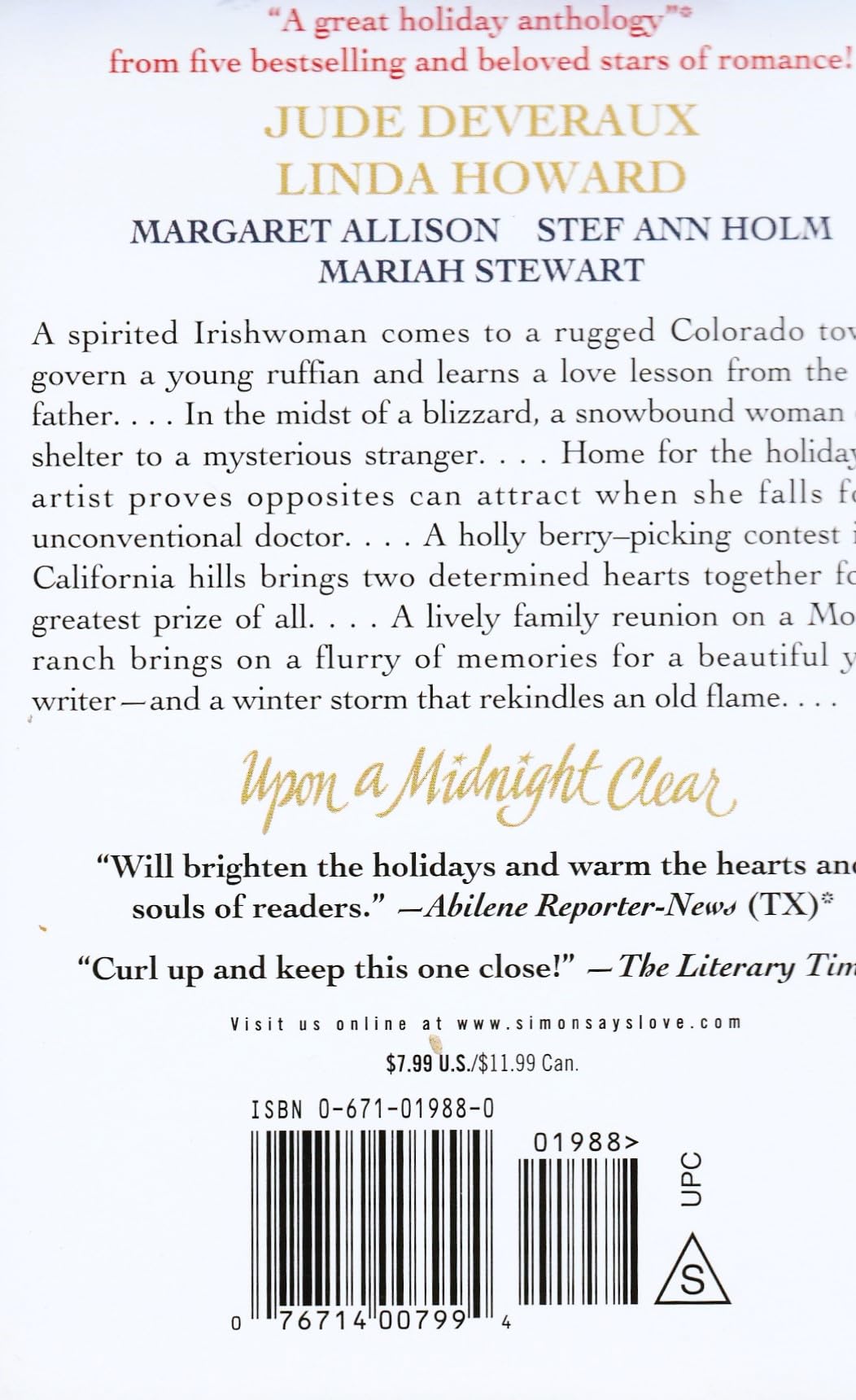 Upon A Midnight Clear: A Delightful Collection Of Heartwarming Holiday Stories-used