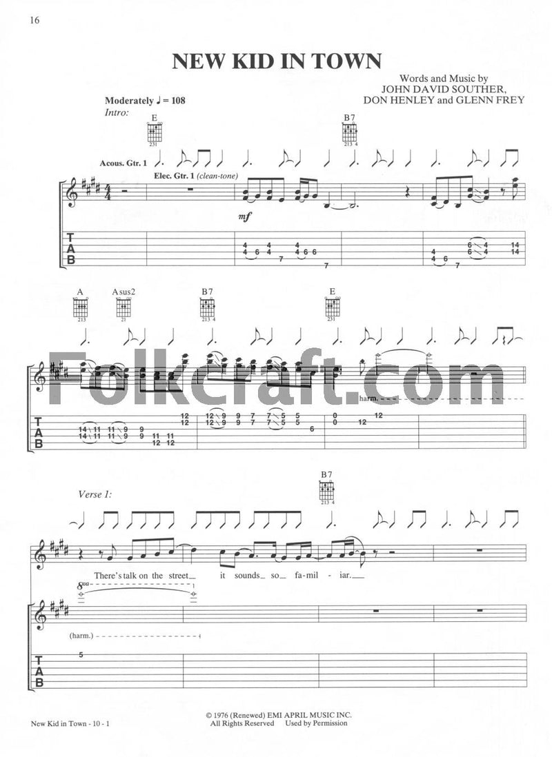 Eagles  Hotel California: Authentic Guitar Tab (Alfred'S Classic Album Editions),Used