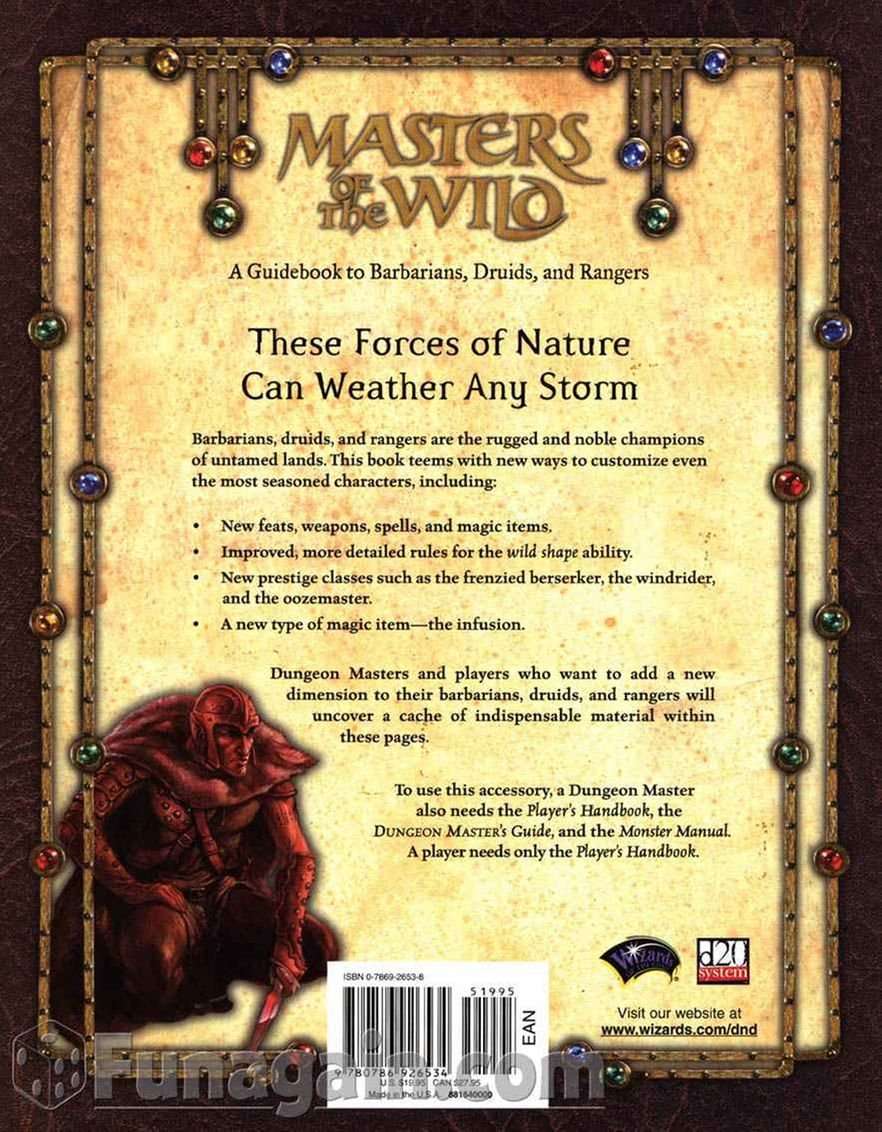 Masters Of The Wild: A Guidebook To Barbarians, Druids, And Rangers (Dungeon & Dragons D20 3.0 Fantasy Roleplaying Accessory)