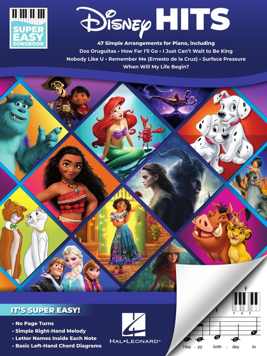 Disney Hits  Super Easy Songbook: 47 Simple Arrangements for Piano with Lyrics,New