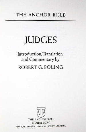 Judges (The Anchor Bible, Vol. 6A)