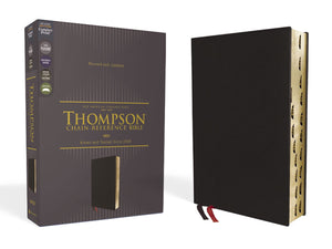 NASB, Thompson ChainReference Bible, Genuine Leather, Calfskin, Black, 1995 Text, Red Letter, Thumb Indexed, Comfort Print