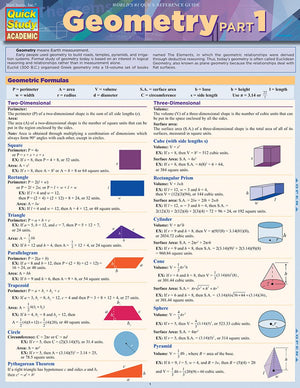Geometry Part 1 Quickstudy Laminated Reference Guide (Quick Study Academic)