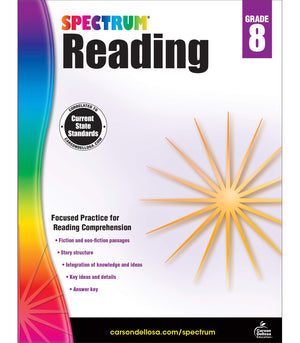 Spectrum Grade 8 Reading Workbook, Middle School Books With Nonfiction and Fiction Passages and Learning Activities, Classroom o,New
