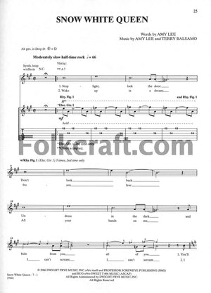 Evanescence  The Open Door: Authentic Guitar Tab