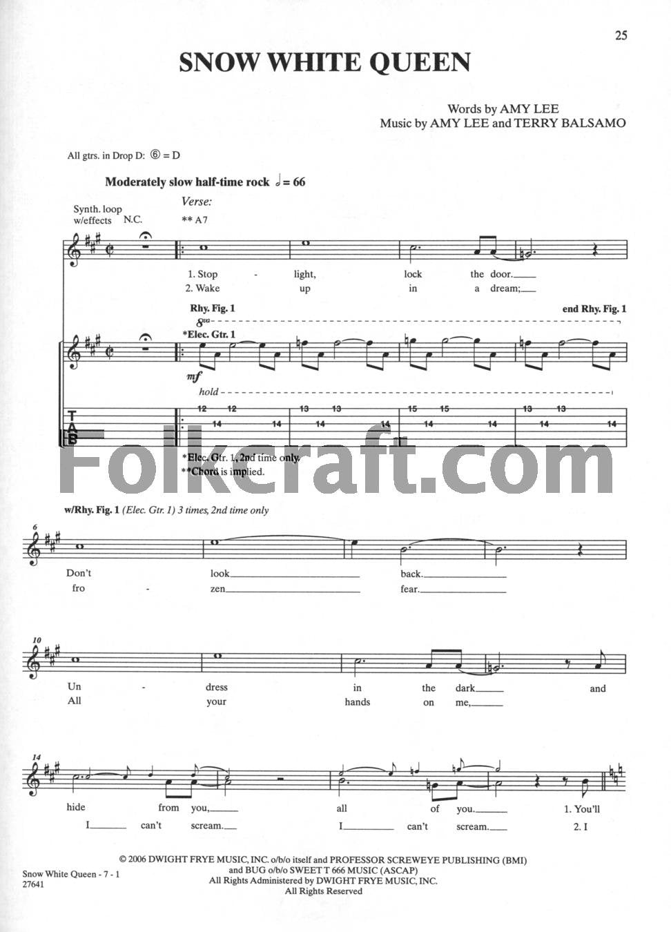 Evanescence  The Open Door: Authentic Guitar Tab