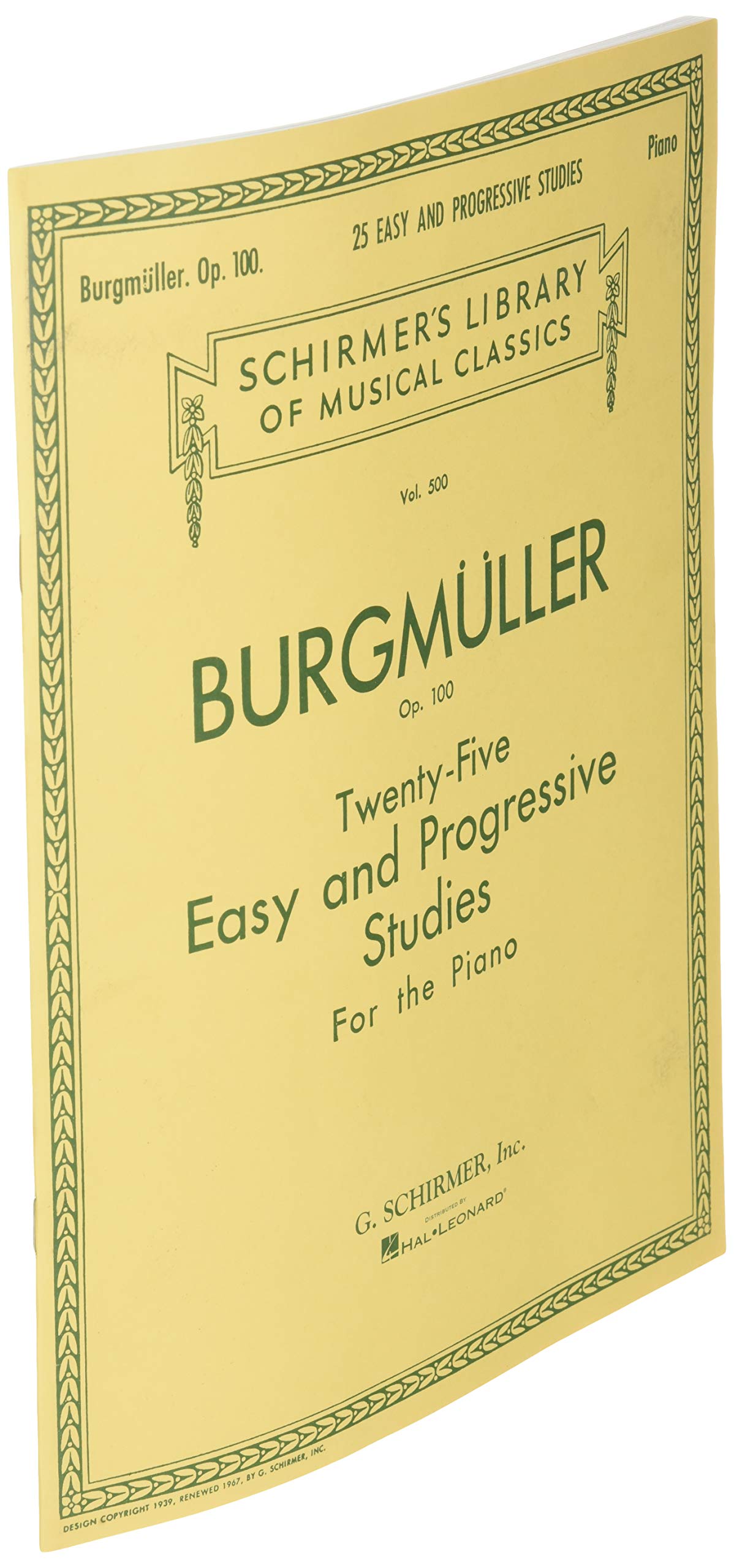 Burgm?ller  TwentyFive Easy and Progressive Studies, Op. 100  Piano Method for Intermediate Players  Schirmer Library of Music,Used