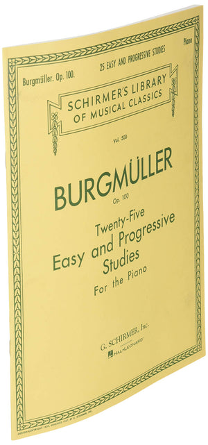 Burgm?ller  TwentyFive Easy and Progressive Studies, Op. 100  Piano Method for Intermediate Players  Schirmer Library of Music,Used