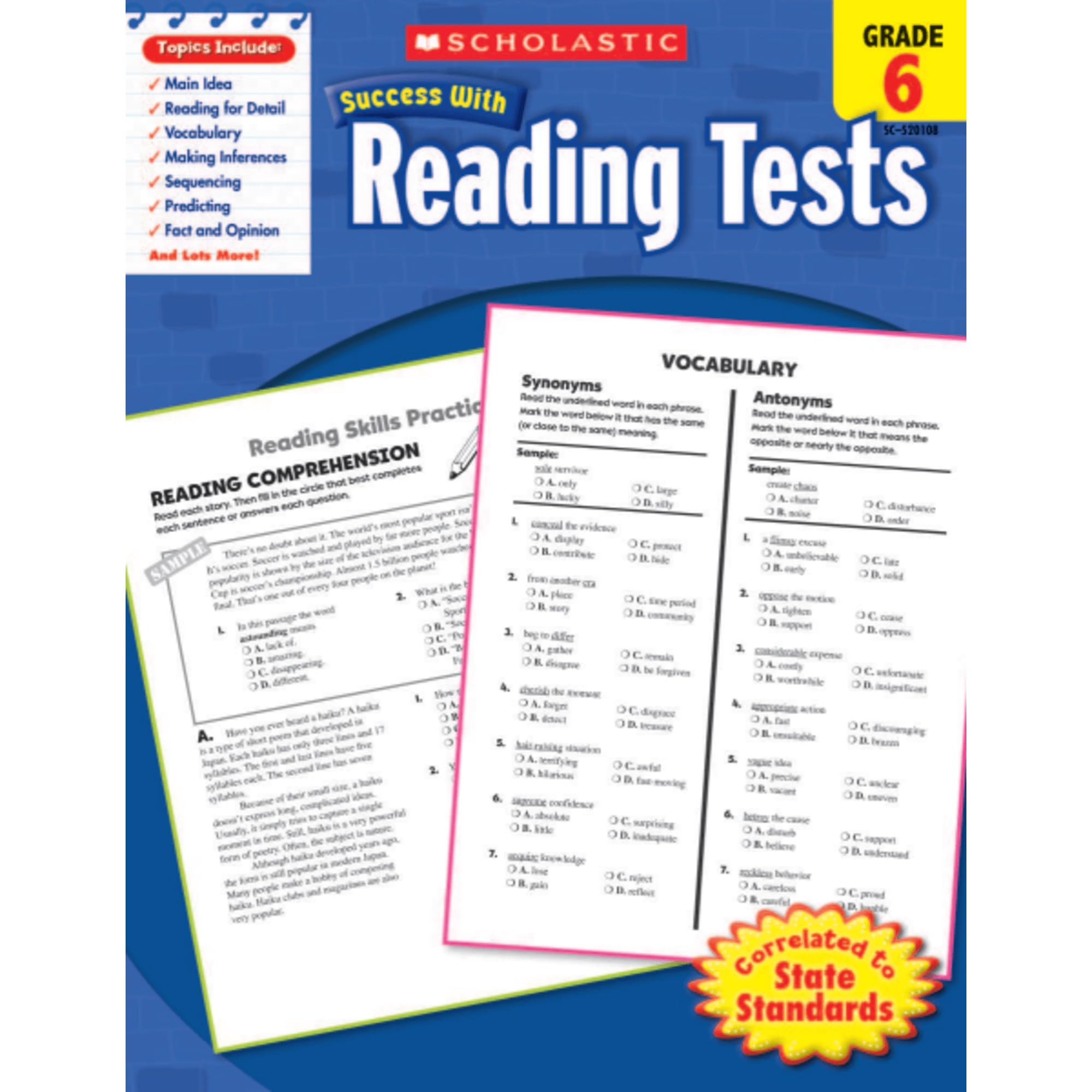 Scholastic Success With: Reading Tests Workbook, Grade 6,Used