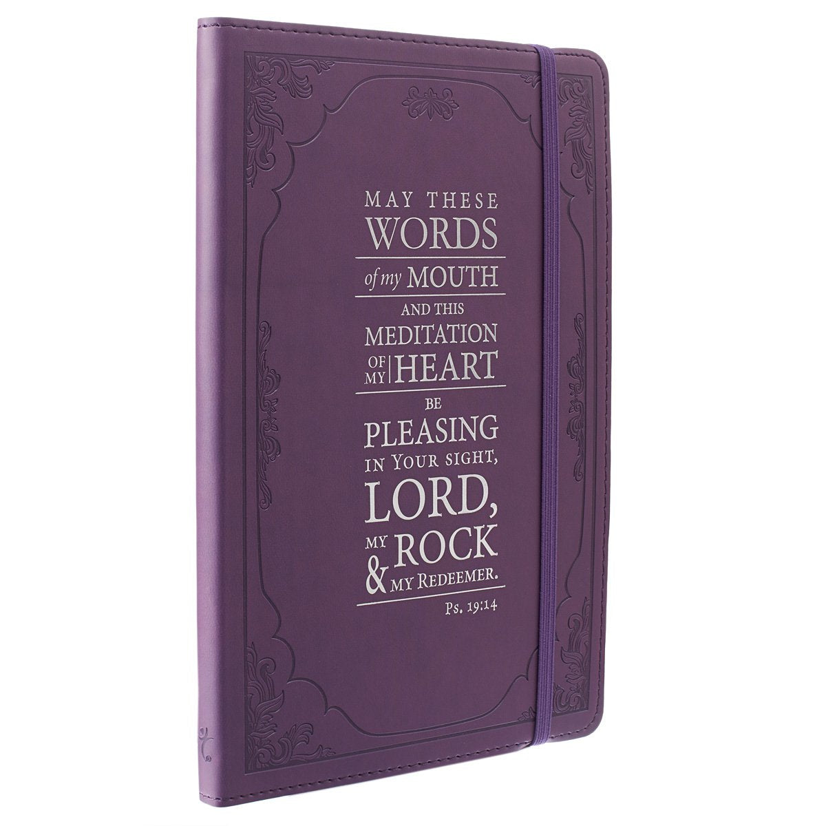Christian Art Gifts Purple Faux Leather Journal, The Words Of My Mouth  Psalm 19:14, Flexcover Inspirational Notebook w/Elastic,Used