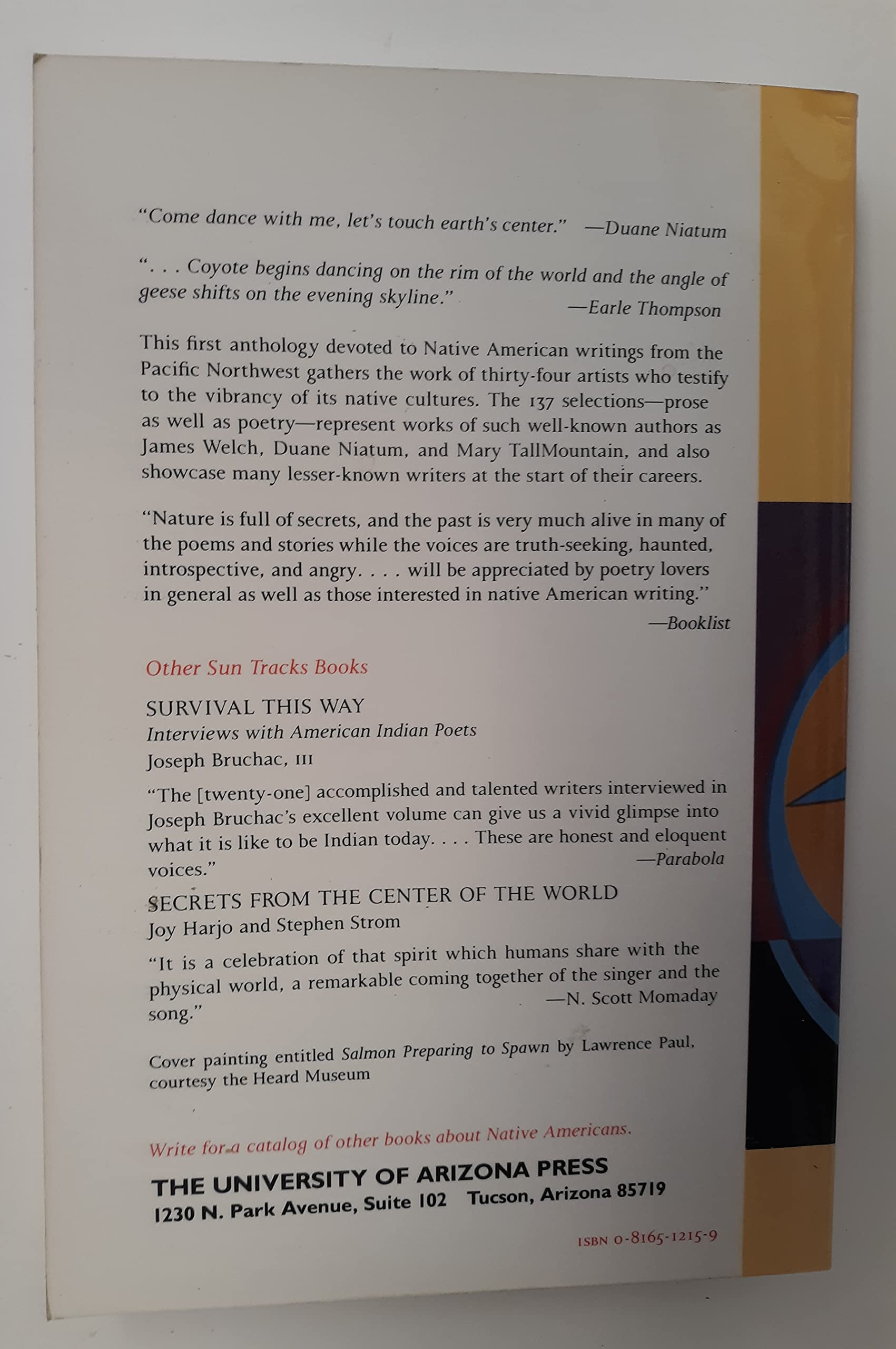 Dancing on the Rim of the World: An Anthology of Contemporary Northwest Native American Writing (Sun Tracks),Used