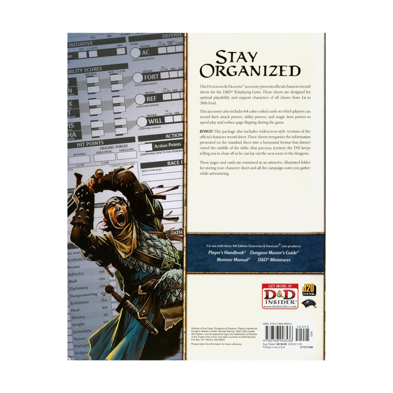Dungeons & Dragons Character Record Sheets: Roleplaying Game Character Sheets, 4th Edition,Used