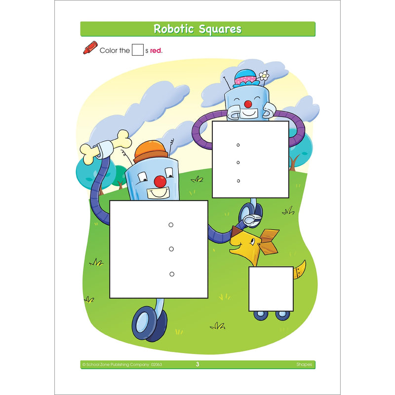 School Zone  Shapes Workbook  32 Pages, Ages 3 To 5, Preschool To Kindergarten, Basic Shapes, Shape Names & Characteristics, C,Used