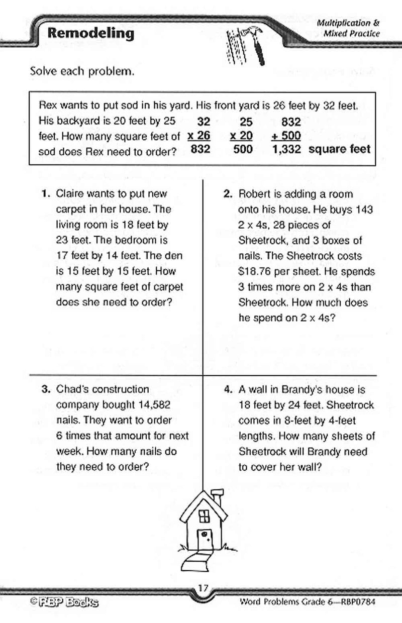 Word Problems, Grade 6 (Skill Builders),Used