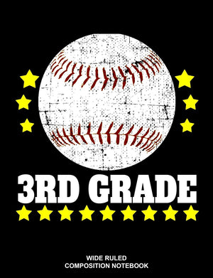 3rd Grade Wide Ruled Composition Notebook: Baseball Back to School Elementary Workbook,Used