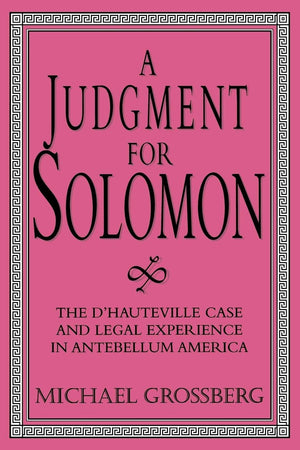 A Judgment for Solomon: The d'Hauteville Case and Legal Experience in Antebellum America (Cambridge Historical Studies in Americ,New