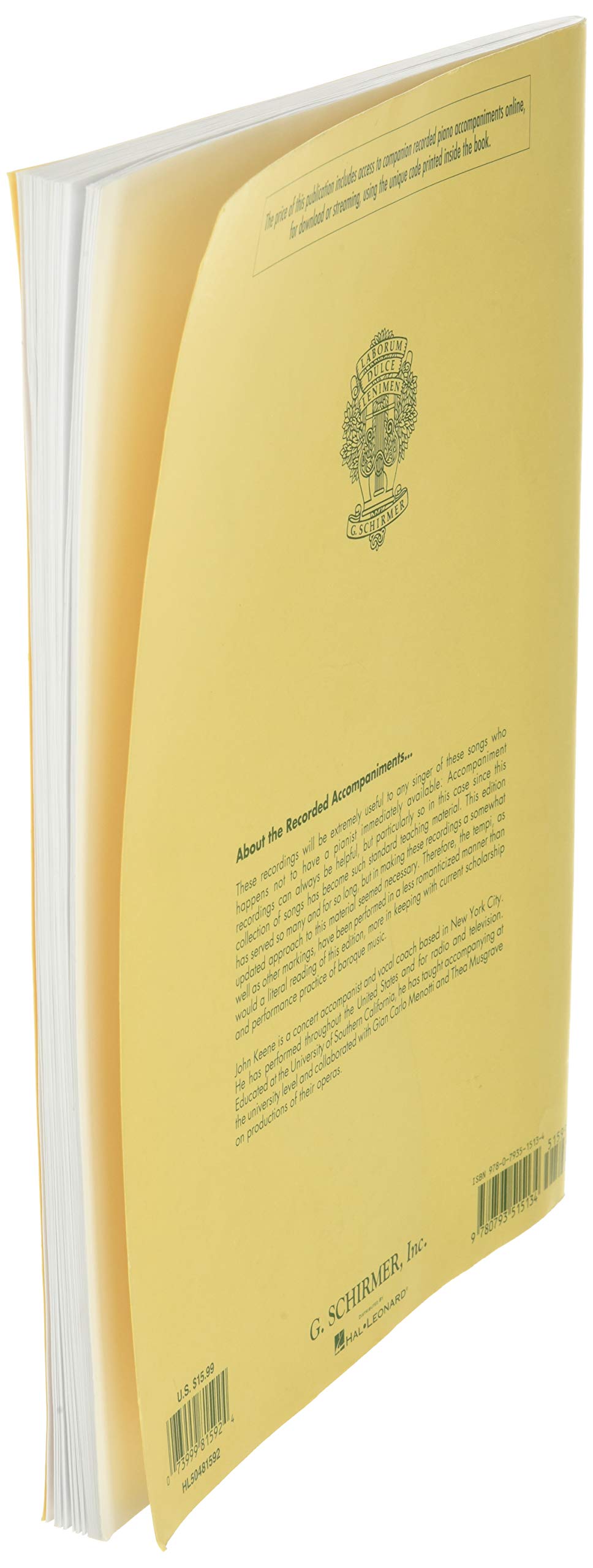 24 Italian Songs and Arias of the 17th and 18th Centuries  Vocal Collection and Piano Accompaniments Book with Online Audio  Ess,Used