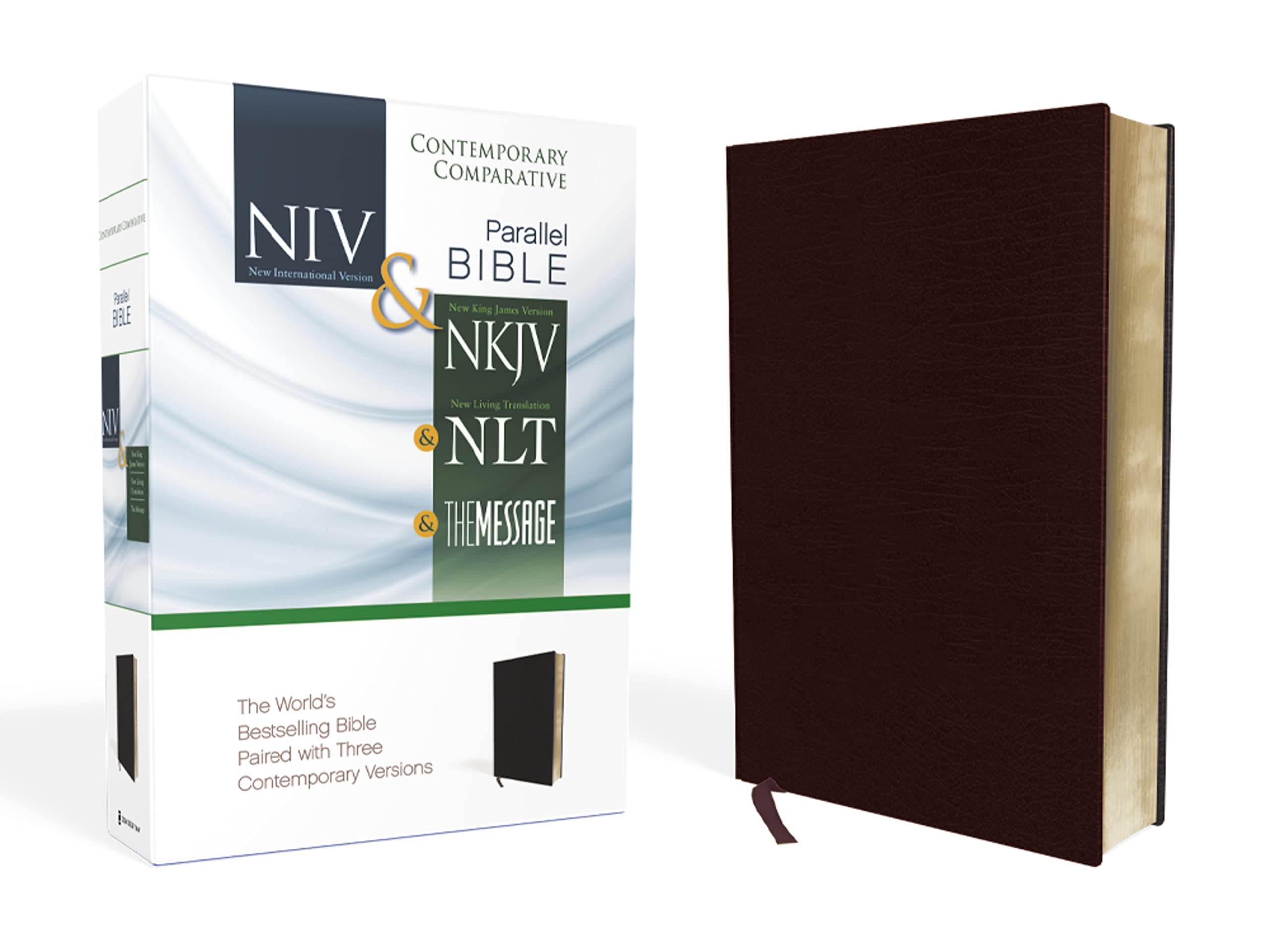 NIV, NKJV, NLT, The Message, Contemporary Comparative Parallel Bible, Bonded Leather, Burgundy: The Worlds Bestselling Bible Pai
