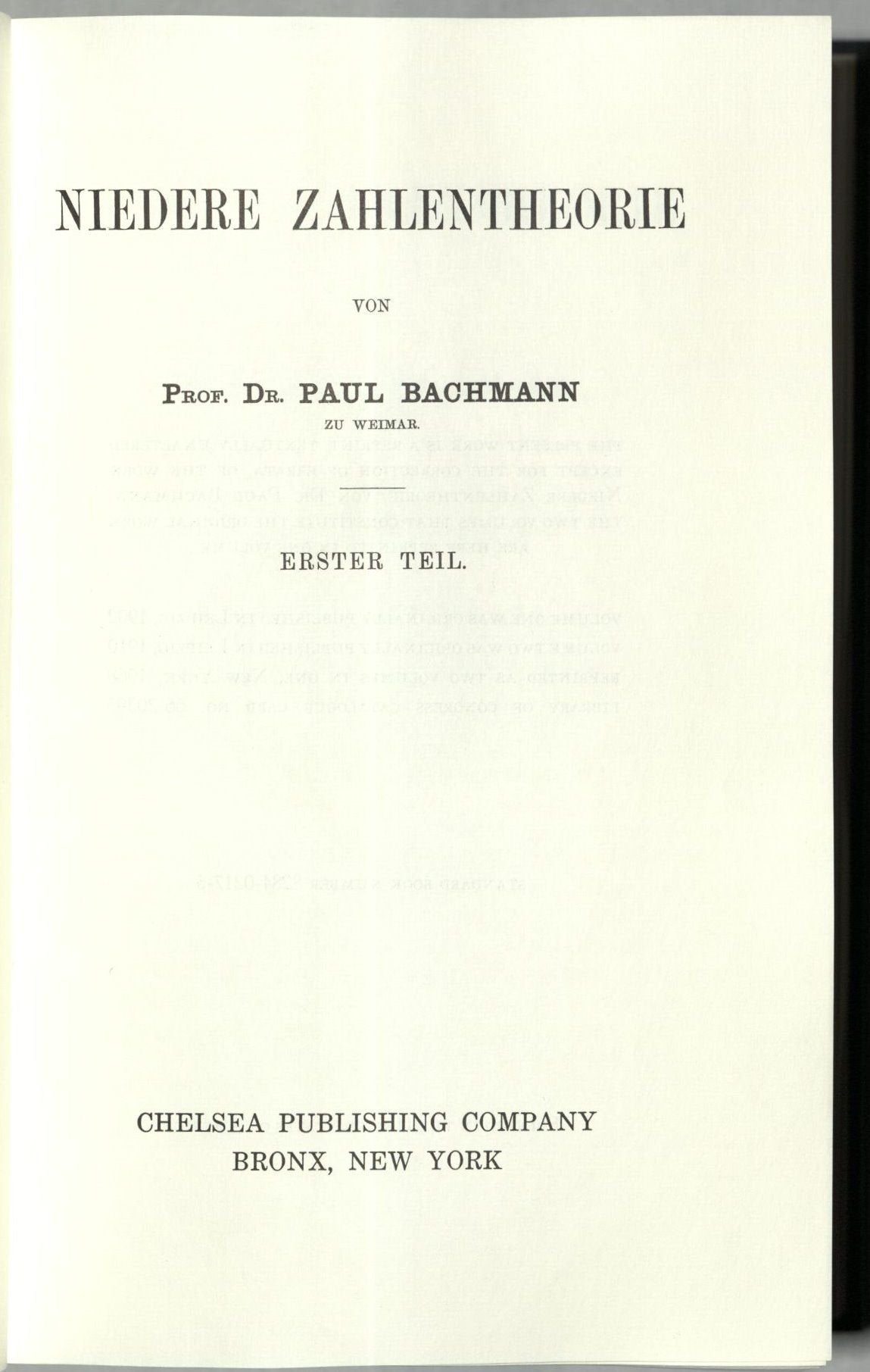 Niedere Zahlentheorie, Parts 1 And 2,Used