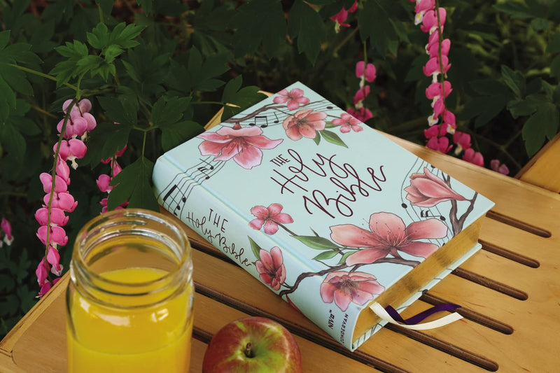 NIV, Artisan Collection Bible, Cloth over Board, Teal Floral, Designed Edges under Gilding, Red Letter, Comfort Print,Used