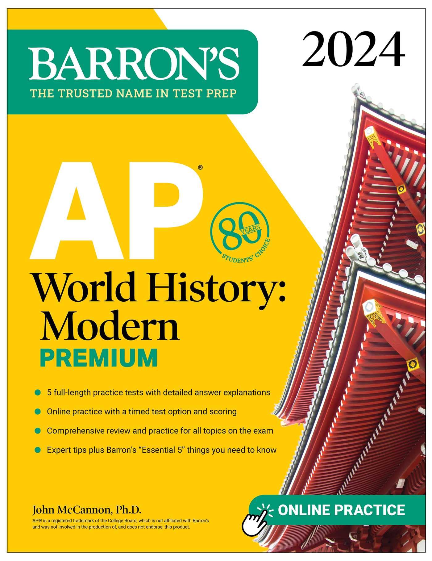 AP World History: Modern Premium, 2024: Comprehensive Review with 5 Practice Tests + an Online Timed Test Option (Barron's AP Pr,Used