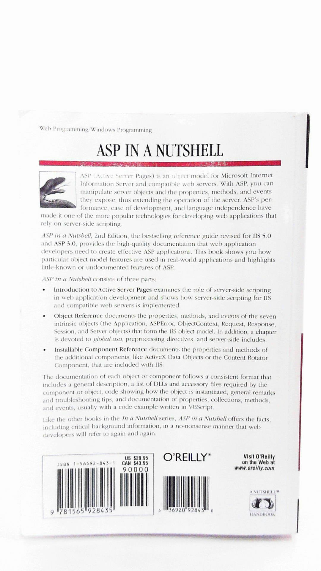 Asp In A Nutshell: A Desktop Quick Reference (In A Nutshell (O'Reilly)),Used