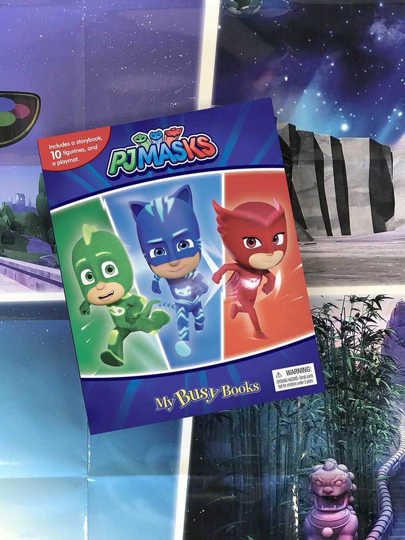Pj Masks My Busy Books  Storybook, 10 Figurines, Playmat,Used