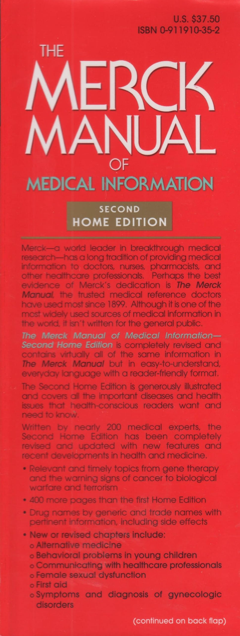 The Merck Manual Of Medical Information, Second Edition: The World'S Most Widely Used Medical Reference  Now In Everyday Langua,Used