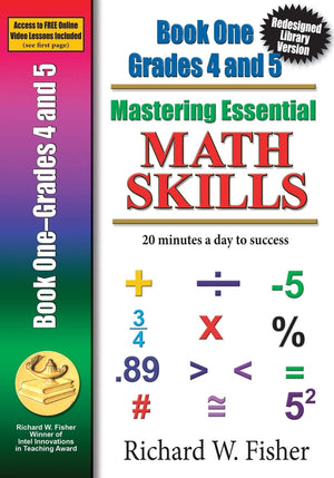 Mastering Essential Math Skills BookGrades 45 Redesigned library version,Used