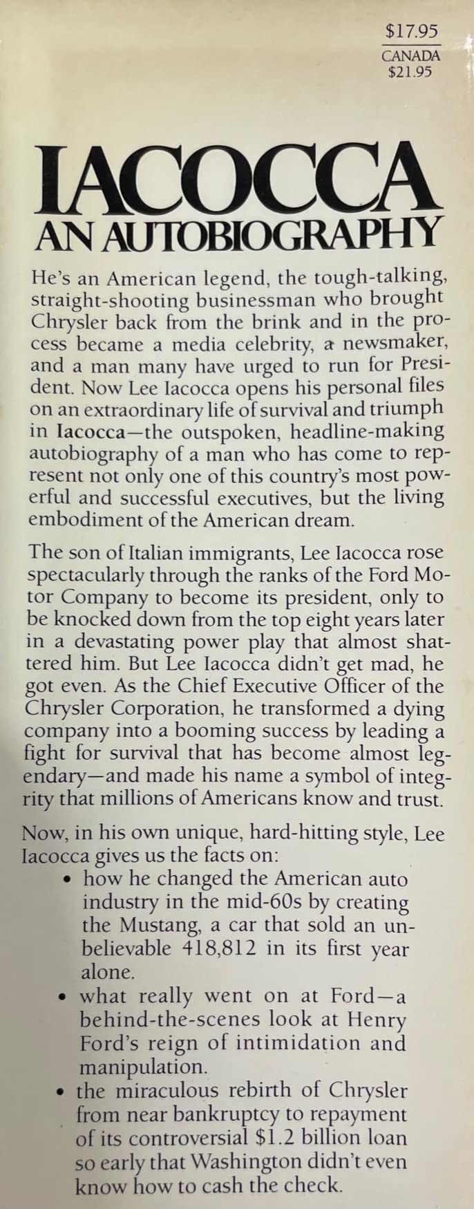 Iacocca * An Autobiography,Used