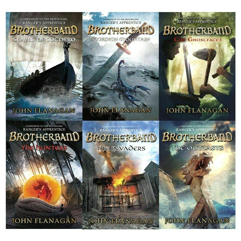 brotherband chronicles john flanagan collection 6 books set (the outcasts, the invaders, the hunters, slaves of socorro, scorpio,Used