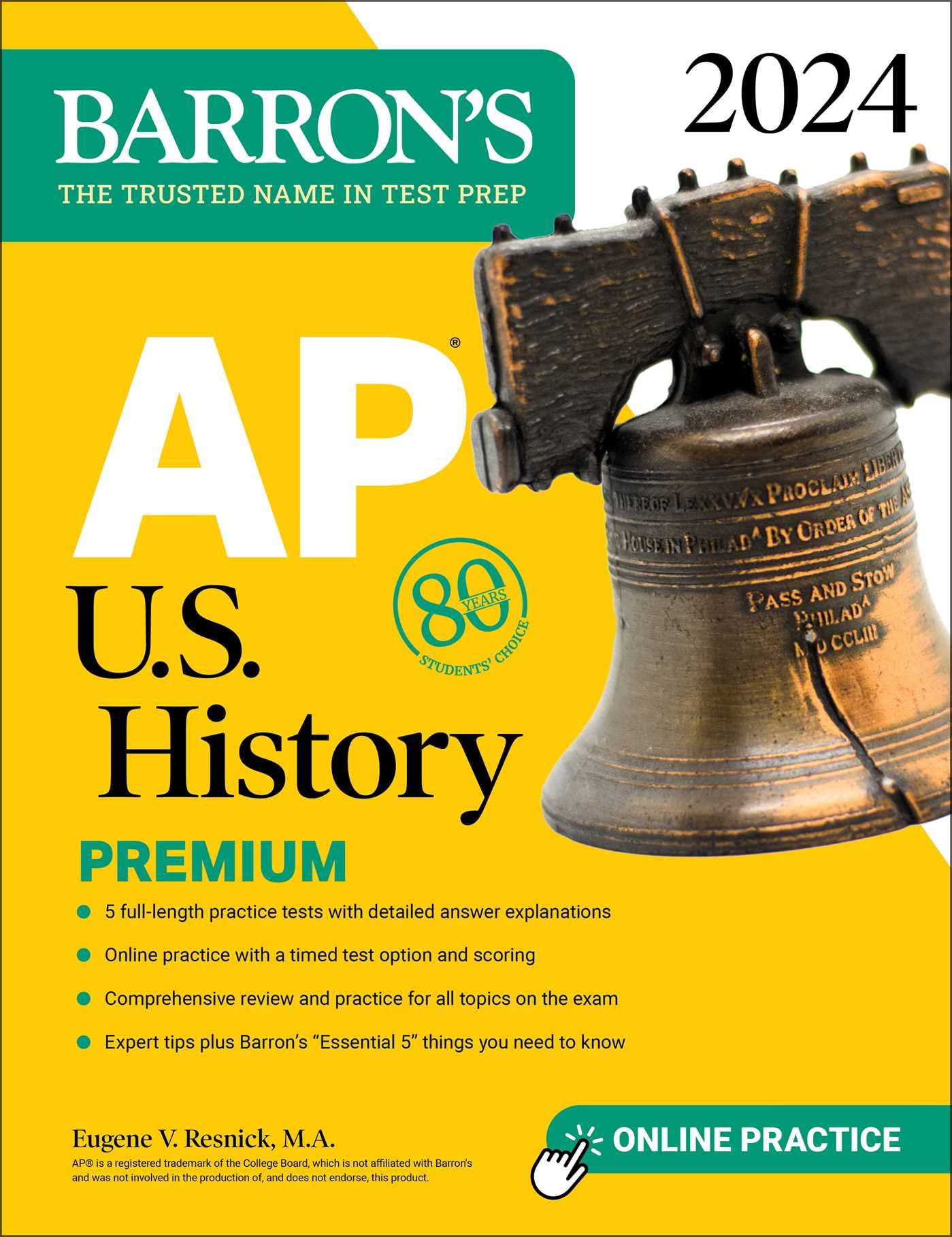 AP U.S. History Premium, 2024: Comprehensive Review With 5 Practice Tests + an Online Timed Test Option (Barron's AP Prep),New