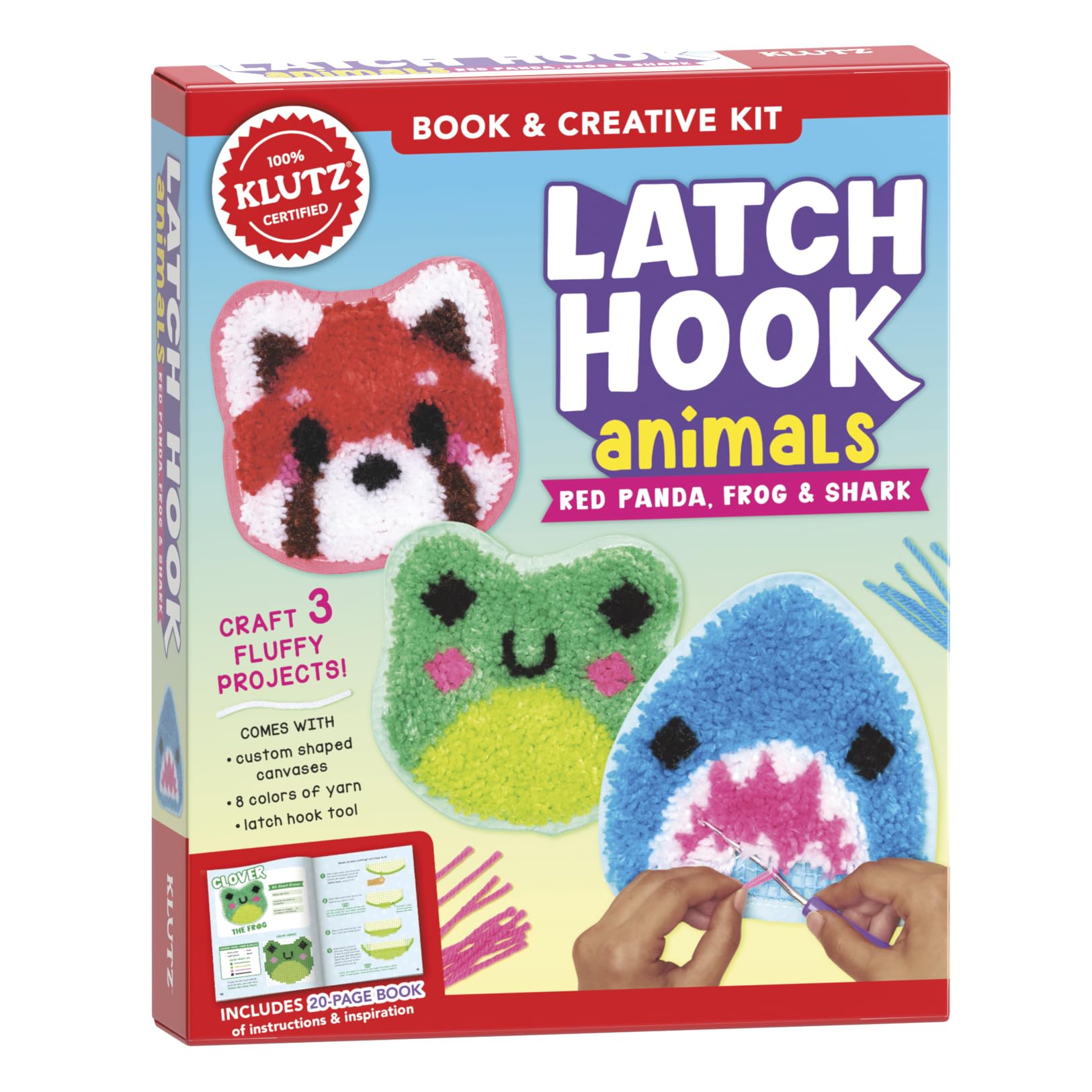 Klutz Latch Hook Animals: Red Panda, Frog & Shark