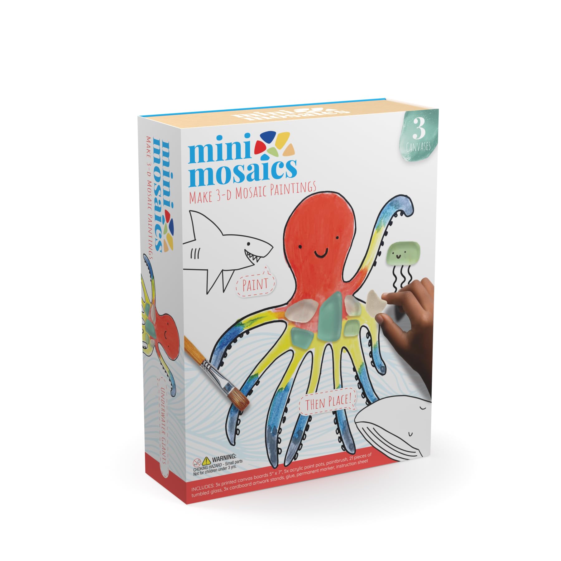 Mini Mosaics Underwater Giants: Paint And Decorate Canvas Boards With Tumbled Glass  Diy MixedMedia Craft Gift For Ages 6 And